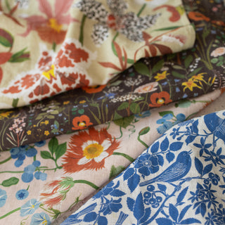 100% linen tea towels with  illustrations by Oana Befort that bring nature's melody and tranquil beauty to everyday spaces