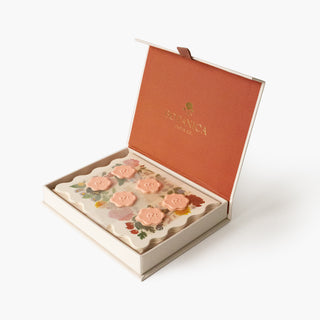 Open Reverie card box revealing a set of premium thank you cards with botanical illustrations by Oana Befort.