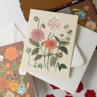 Detailed view of a Russet-patterned greeting card featuring delicate autumn florals, hand-painted by Oana Befort.