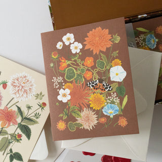 Close-up of a second Russet Keepsake card design showcasing warm fall florals illustrated by Oana Befort.