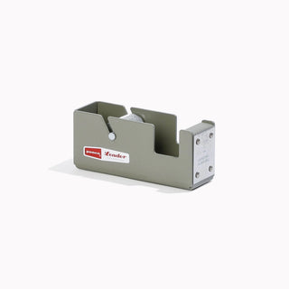 Metal tape dispenser with a visible brand logo on a white background