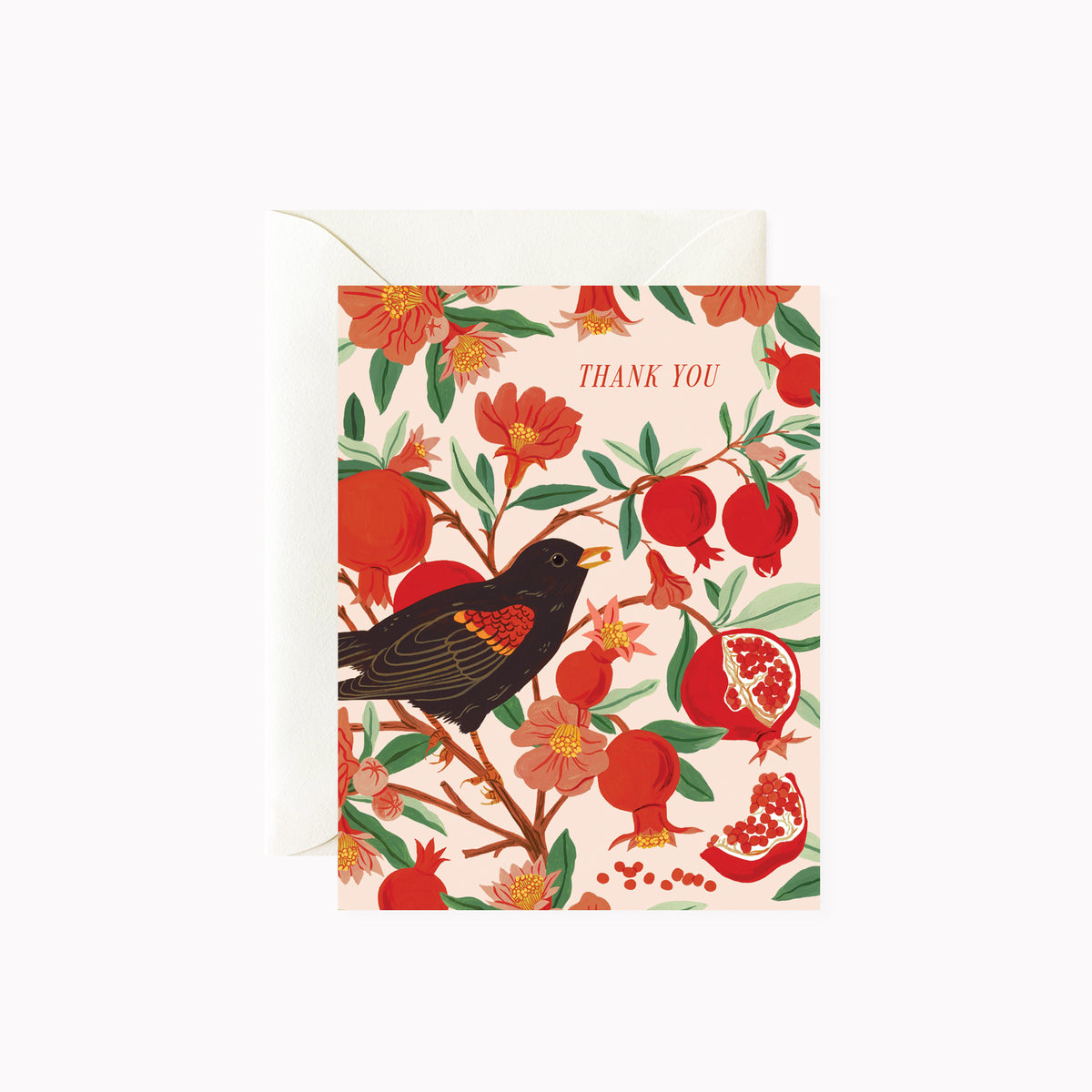 BLACKBIRD & POMEGRANATE | thank you card – Botanica Paper Co