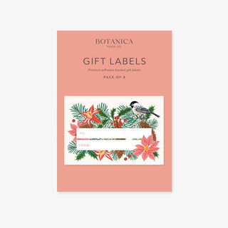 Winter Flora Gift Labels, Pack Of 8 illustrated by Oana Befort for Botanica Paper Co.