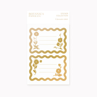 Flora Decorative Labels, Pack Of 6 illustrated by Oana Befort for Botanica Paper Co.