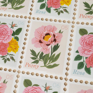 PEONY, MAY FLOWER | STAMP - STYLE VINYL STICKER - Botanica Paper Co.®