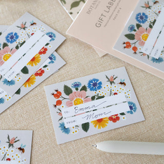 Top view of Botanist Gift Labels, Pack Of 8 illustrated by Oana Befort for Botanica Paper Co.