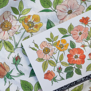 WILD ROSES | 100% LINEN TEA TOWEL - Botanica Paper Co.®