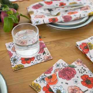 GARDEN FLORA | LINEN COASTERS, SET OF 4 - Botanica Paper Co.®