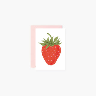 mini strawberry card and pink envelope with illustrations by Oana Befort