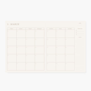 Month page of the Undated Monthly Planner illustrated by Oana Befort for Botanica Paper Co.