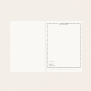 Monthly botanical keepsake record spread from Herbarium planner by Oana Befort, featuring dedicated space for pressing and preserving plant specimens with accompanying notes and observations