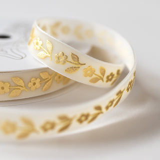 details of velvet ribbon with gold daisies. illustrations by Oana Befort for Botanica Paper Co.