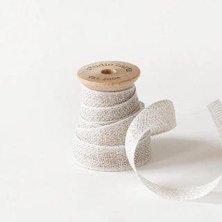METALLIC LOOSE WEAVE RIBBON | white & pearl - Botanica Paper Co.®