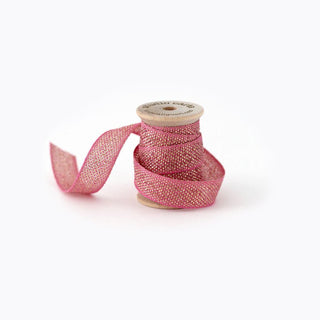 METALLIC LOOSE WEAVE RIBBON | natural & pink - Botanica Paper Co.®
