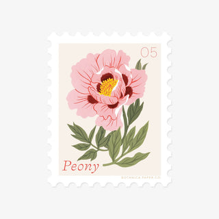 PEONY, MAY FLOWER | STAMP - STYLE VINYL STICKER - Botanica Paper Co.®