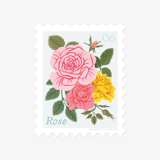 ROSE, JUNE FLOWER | STAMP - STYLE VINYL STICKER - Botanica Paper Co.®