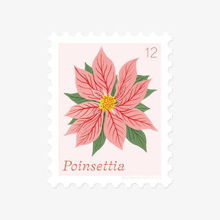 POINSETTIA, DECEMBER FLOWER | STAMP - STYLE VINYL STICKER - Botanica Paper Co.®