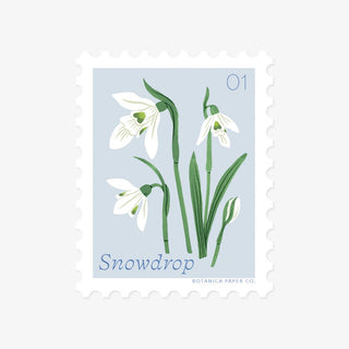 SNOWDROP, JANUARY FLOWER | STAMP - STYLE VINYL STICKER - Botanica Paper Co.®