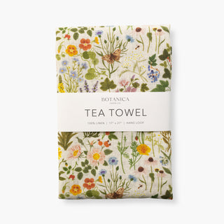 100% European linen tea towel featuring botanical illustrations by Oana Befort, from the Botanist collection by Botanica Paper Co.