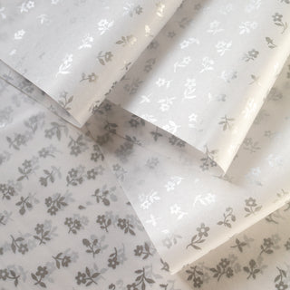 SILVER PETITE FLORA | Tissue Paper (10 sheets) - Botanica Paper Co.®
