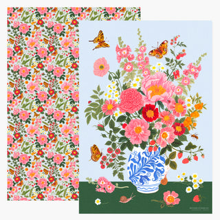 Two-sided gift wrap showcasing both floral sides