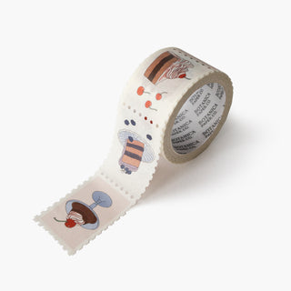 Decorative tape with cakes and birthday treats design on a white background