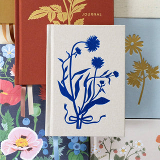 BLUE FLORA | MINI LINEN BOUND JOURNAL - Botanica Paper Co.®