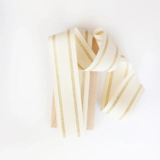 CREAM & GOLD WIDE COTTON RIBBON - Botanica Paper Co.®