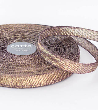 METALLIC LOOSE WEAVE COTTON RIBBON | PLUM & GOLD - Botanica Paper Co.®