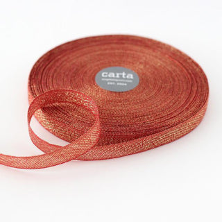 METALLIC LOOSE WEAVE COTTON RIBBON | RED & GOLD - Botanica Paper Co.®