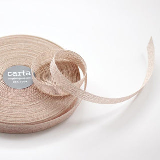 METALLIC LOOSE WEAVE COTTON RIBBON | NATURAL & ROSE GOLD - Botanica Paper Co.®